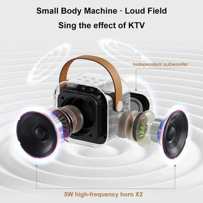 K12 Microphone Karaoke Bluetooth Speaker RGB Light Two 5W Speakers Sound Subwoofer Boombox Support Multiple Input Modes