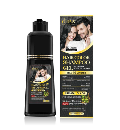 Chirs hair color shampoo gel dark brown&black