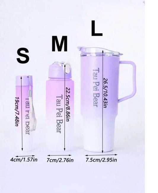 3pcs Gradient Water Bottles Set Portable Large Gradient Color Straw Sports Tumblers Perfect For Outdoor Fitness Family Camping Parties School Supplies And Perfect Birthdays