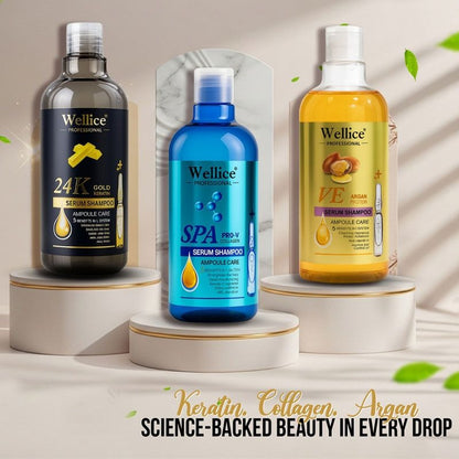 Pack of 3 Original Wellice Keratin Shampoo Kit Keratin Collagen Argan Science Backed Beauty in Every Drop